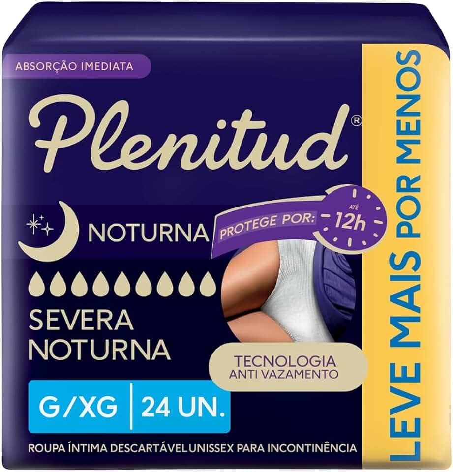 Plenitud Roupa Intima Noturna para incontinência urinaria G/XG - 24 unidades (Embalagem pode variar)