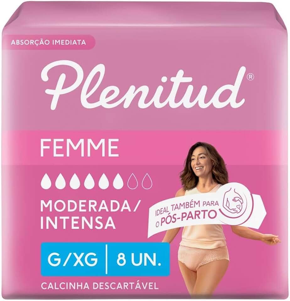 Plenitud Active Mulher - Roupa Íntima, Tamanho G/XG, 8 unidades