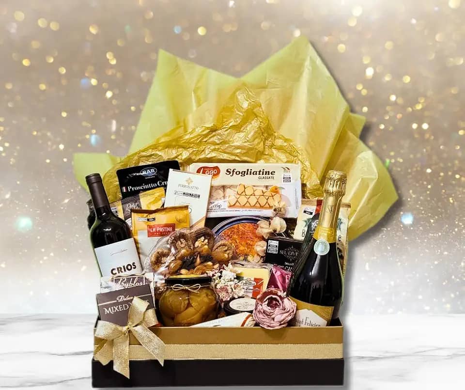 G&O Cesta de Presente Celebration Luxo para Aniversário Comemoração Mulher Mãe Chefe Esposa Namorada Homem Pai Corporativo Cliente Bodas