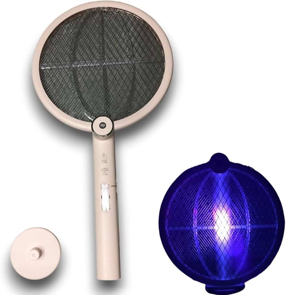 Super Raquete elétrica 2 em 1 Luminaria Armadilha Repelente Luz Led UV Lampada Choque 3000V Mata Mosca Mosquito Dengue Pernilongo Anti Inseto, Recarregavel USB