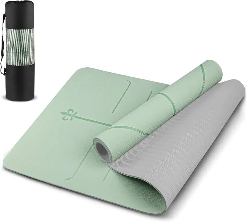 Tapete de Yoga 6 mm de Espessura, Tapete de Yoga Antiderrapante Pilates, Tapete Ioga de TPE, 183 x 61 cm x 6 mm