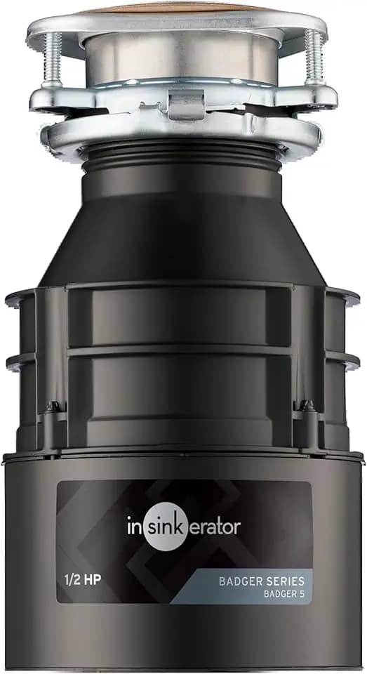 InSinkErator Triturador de lixo Badger 5, série padrão, alimentação contínua de 1/2 HP, preto