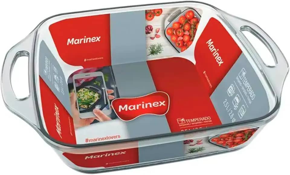 Assadeira Quadrada Média Marinex linha Seletta 2,5 litros