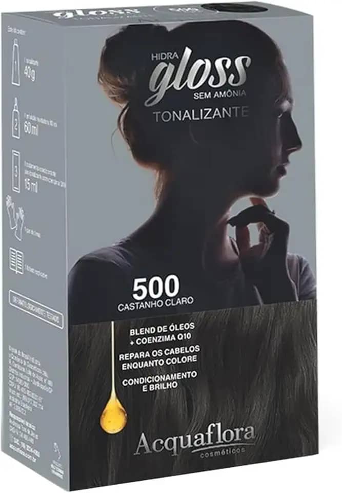AcquaFlora Kit Acquaflora Hidra Gloss 500 Castanho Claro - Tonalizante