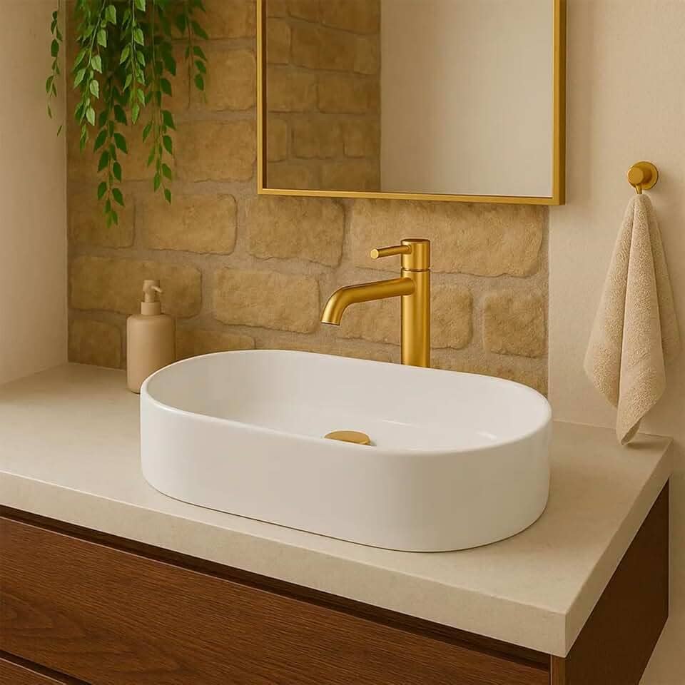 Cuba Branca Para Banheiro Lavabo Pia Apoio Sobrepor Oval 43x25 Íris - Beltempo