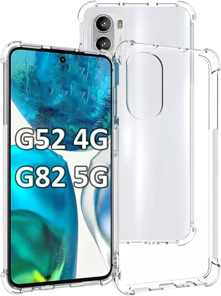 USTIYA Capa para Motorola Moto G52 4G / G82 5G Uso Resistente, Bumper Absorção Choques em TPU Transparente Protector Câmera Espessamento nas Quatro Pontas da Carcasa