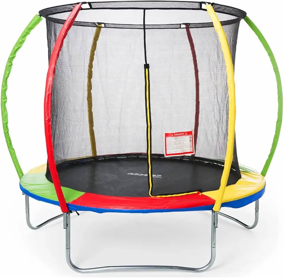 Replay Kids Cama Elástica Pula Pula Trampolim 1,83m, Com Rede e Lona (até 80 kg), Multicolorida