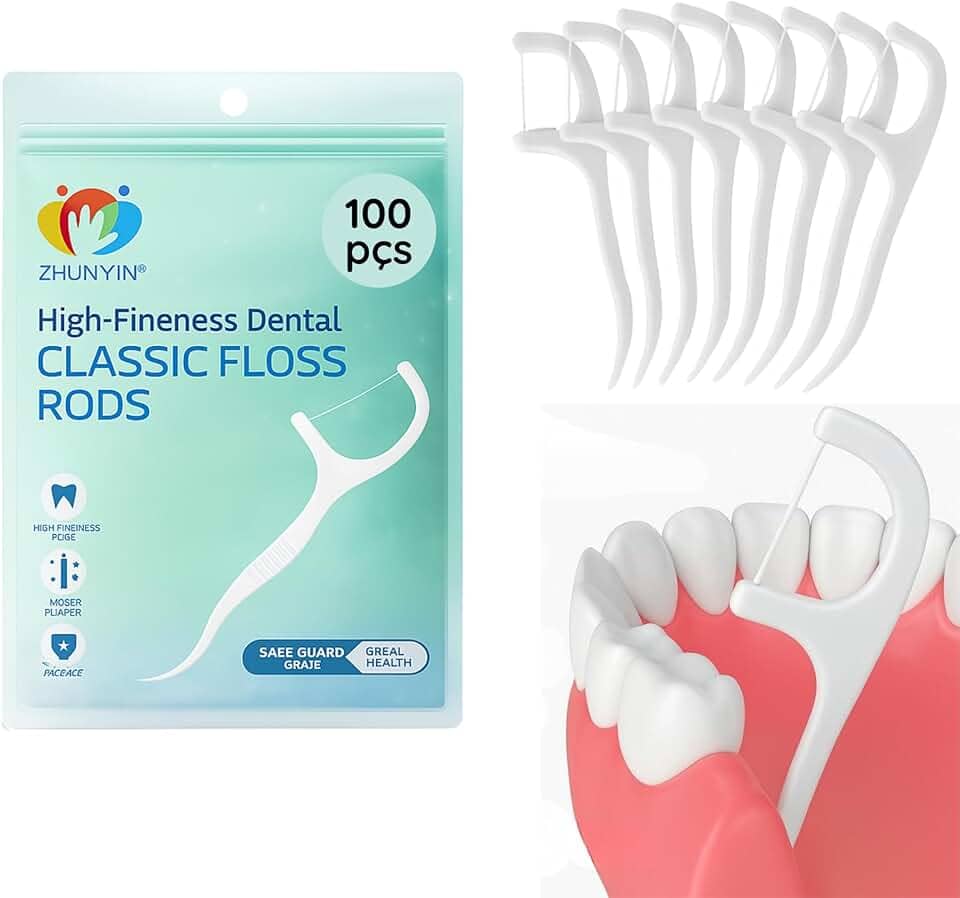 Fio Dental com Haste 2 em 1 Kit com 100 Unidades para Limpeza Bucal Profunda - Ideal para Viagens e Uso Diário