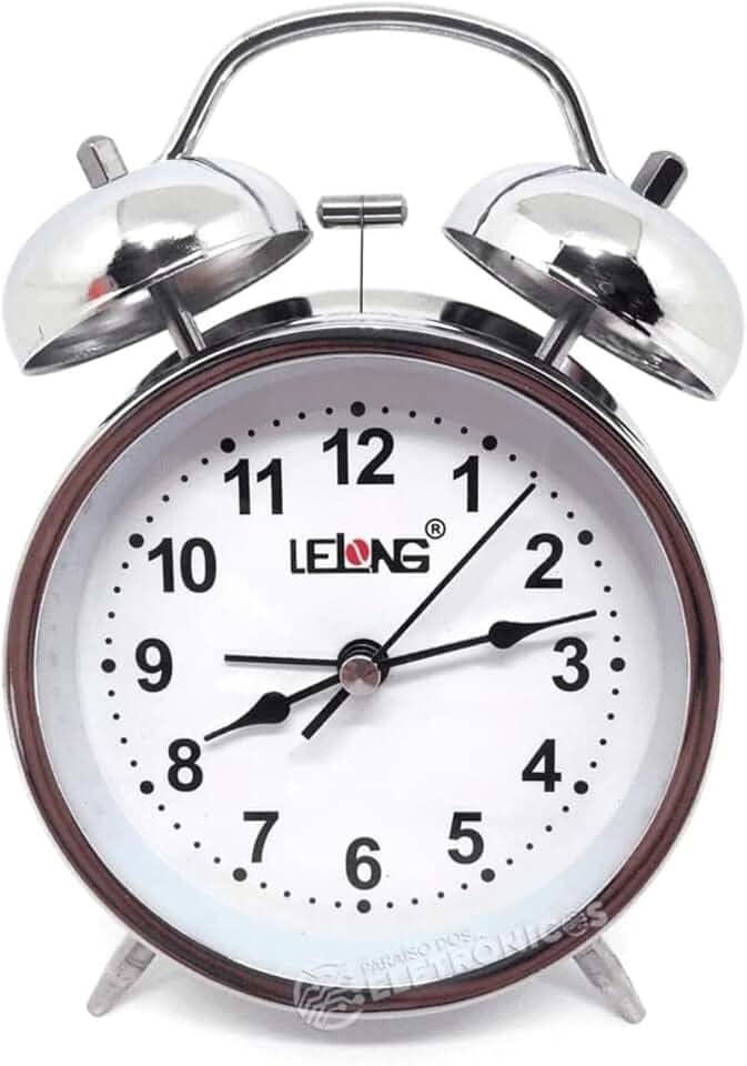 Relógio de Mesa Vintage Antigo Clássico Despertador Com Luz Led Noturna Em Metal Analógico