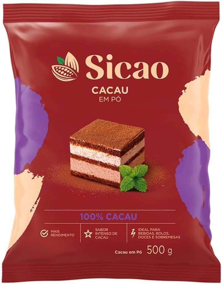 Cacau Em Pó Alcalino 100% 500g Sicao