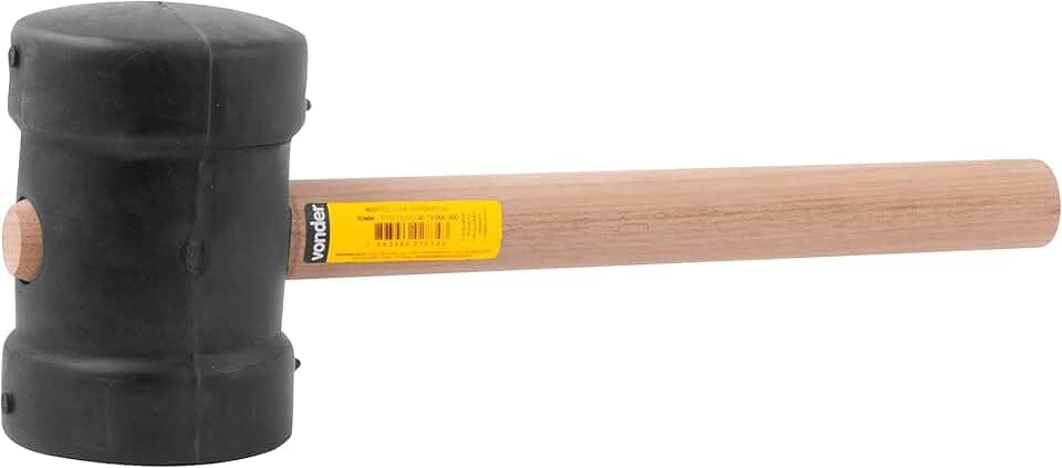 Vonder, Martelo De Borracha 80 Mm, Cabo Em Madeira, Preto.
