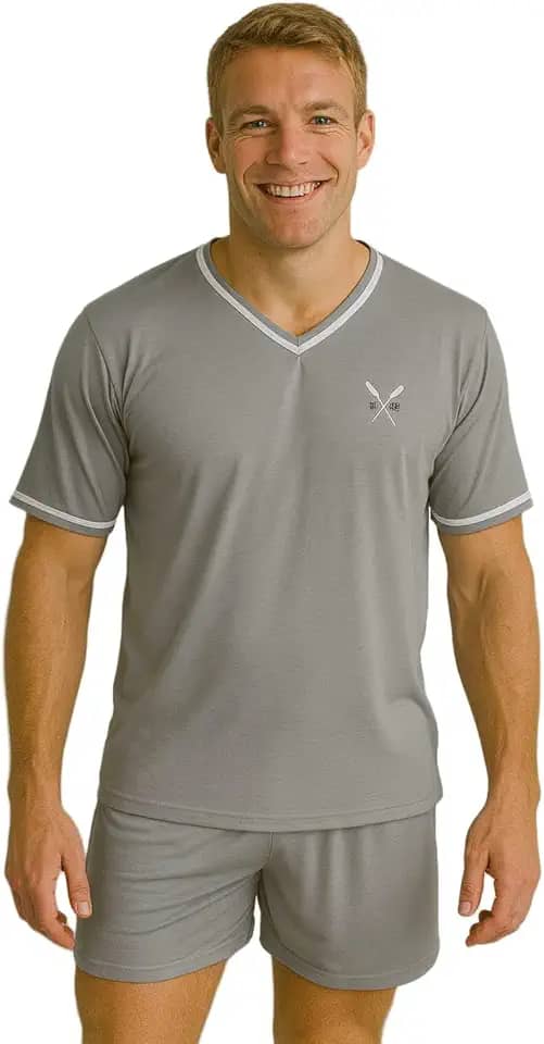 Pijama Homem Conjunto Meia Manga E Short Roupa De Dormir