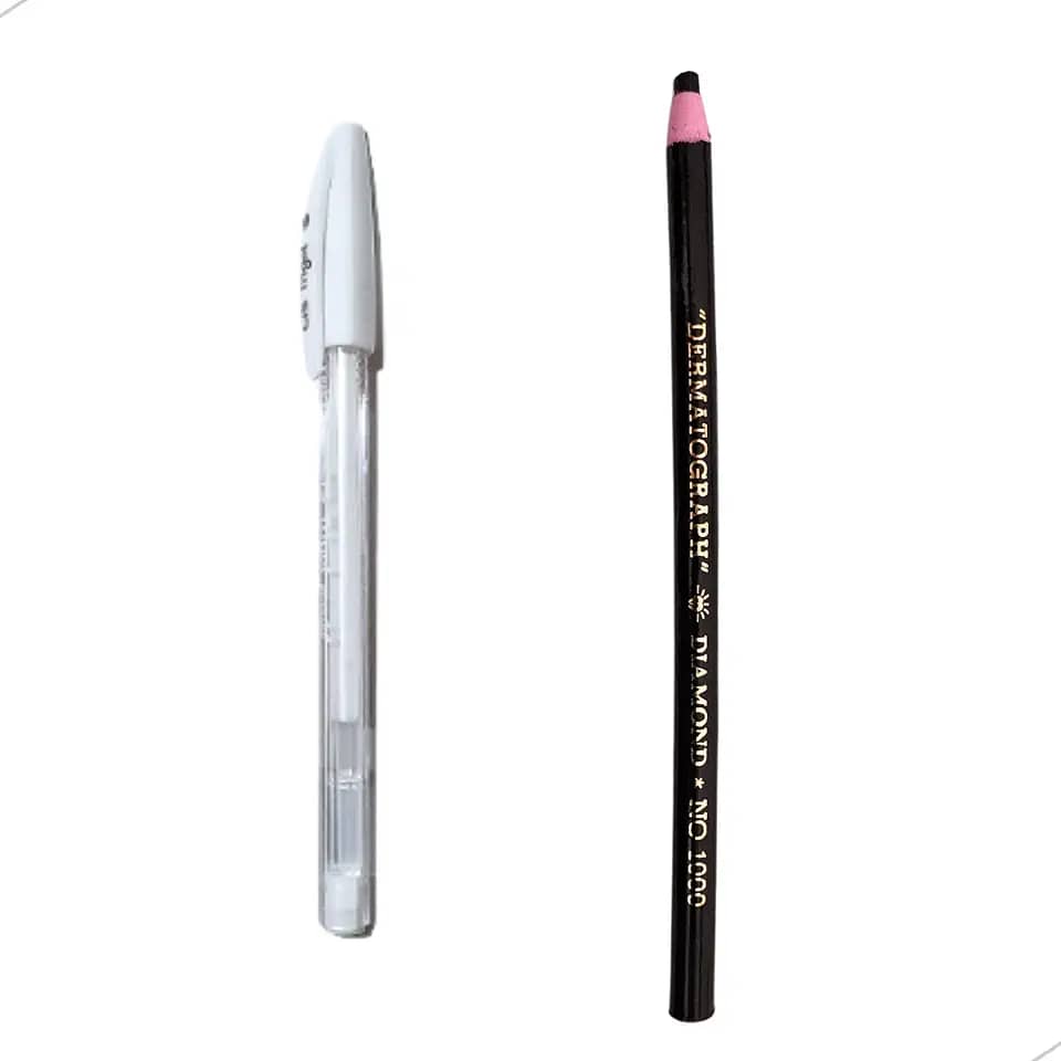 Lápis Dermatográfico + Caneta de Gel Branca Design de Sobrancelhas Profissional