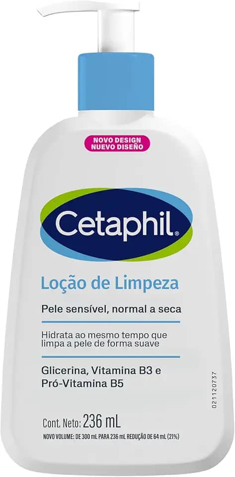 Cetaphil Loção de Limpeza 236ml | Corporal e Facial | Pele Seca e Sensível | Limpeza Suave, Hidratação 48h | Glicerina, niacinamida e pantenol (pró-vitamina B5)