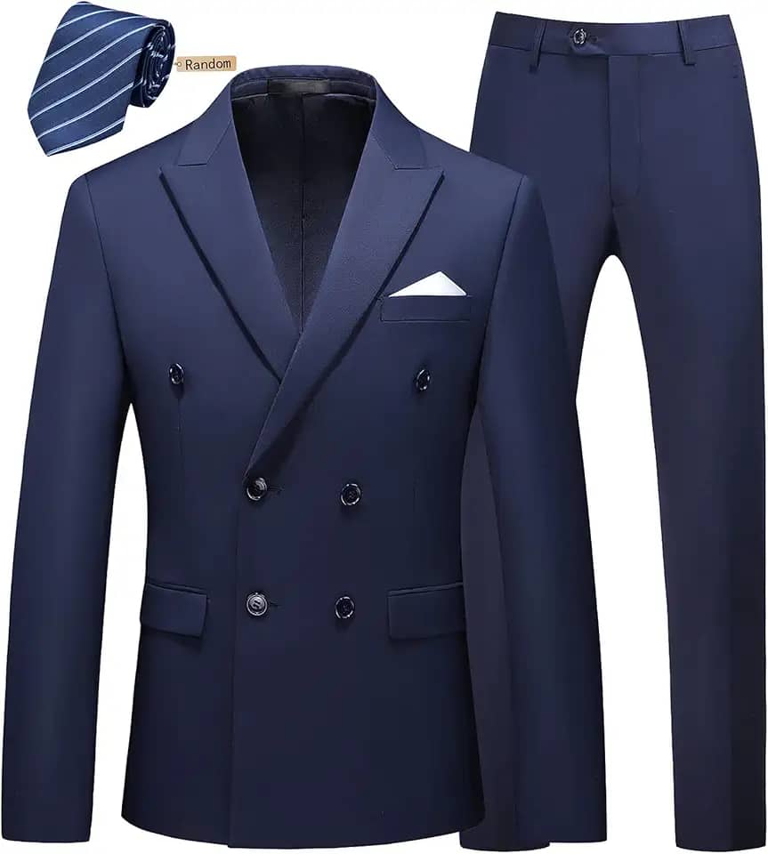 Blazer masculino de 2 peças com botões duplos e calça para smoking e calça para casamento, formatura, baile