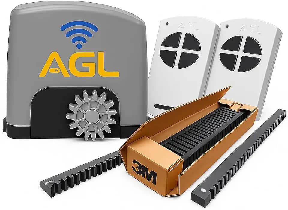 Motor de Portão Deslizante AGL Izzy Trino 300 127V com Wi-Fi Bluetooth e 3 Metros de Cremalheira