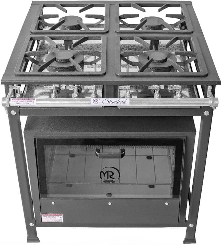 Fogão Industrial 4 Bocas 2 Simples a Gás Baixa Pressão MR Fogões com Forno P5