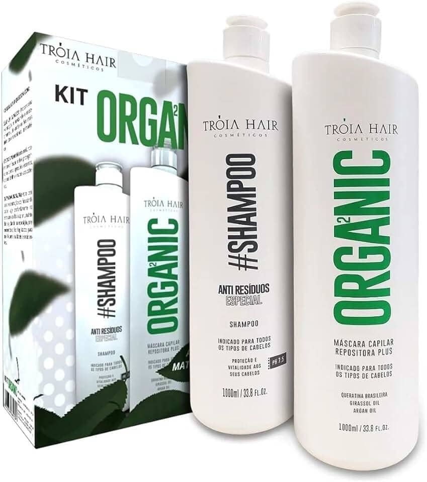 Escovas Semi Definitiva Troia Hair Organica 2 X 1000ml Cabelo Liso Sem Formol Em 12x S/Juros