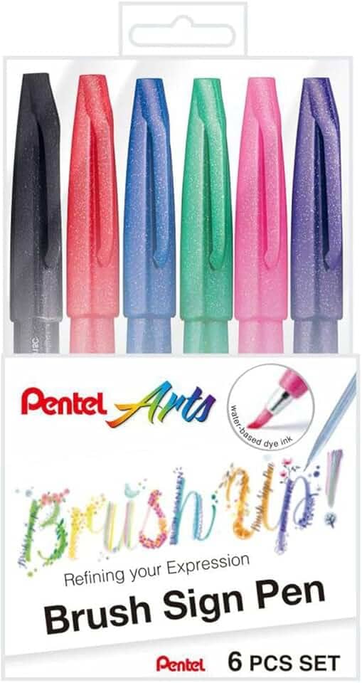 Pentel Kit Caneta Pincel Brush Sign Pen 06 Cores Tradicionais KITBRUSH-6T