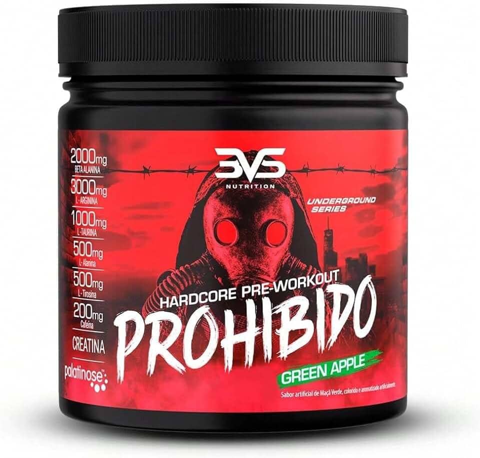 3VS Nutrition Pré Treino Prohibido 360g Sabor Maça Verde