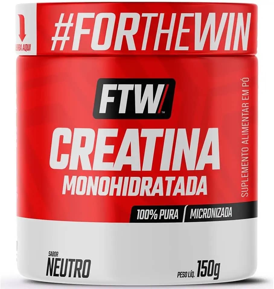 FTW Creatina Monohidratada 100% Pura - Explosão de Energia, Força e Resistência - Absorção Rápida para Ganho de Massa e Performance - Pote 150g
