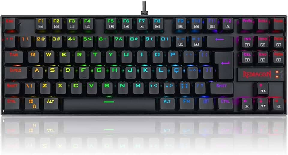Teclado Magnético Gamer Redragon Kumara PRO K552RGB USB RGB Preto Switch Marrom