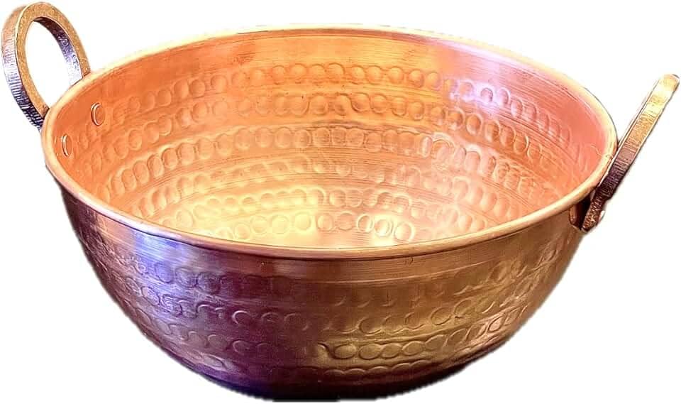 Tacho em Cobre Puro Artesanal Alças em Bronze - 5 litros