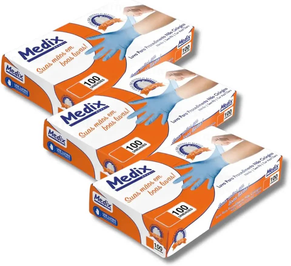 Kit 300 Luva Nitrílica Azul M | Descartável Premium Sem Pó Antiderrapante | Alta Resistência e Conforto