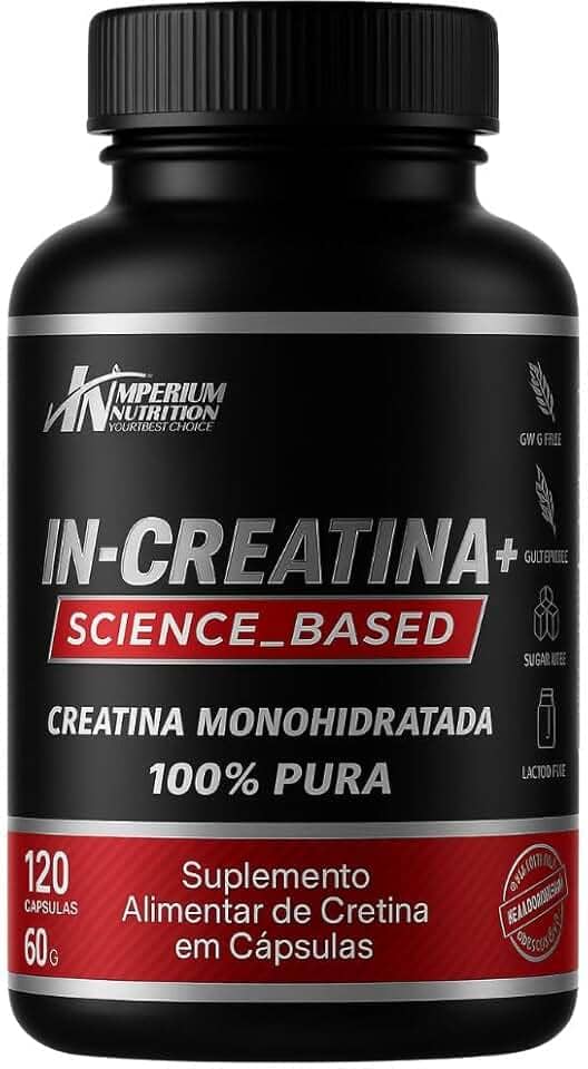 CREATINA 120 CÁPSULAS MONOHIDRATADA - IN-CREATINA+ EM CÁPSULAS DA IMPERIUM NUTRITION PARA HOMENS E MULHERES