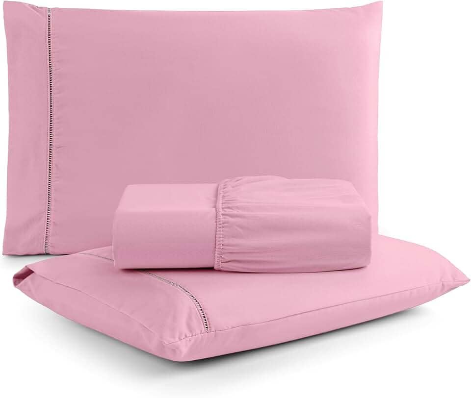 Jogo de Lençol Queen 3 Peças Micropercal 400 Fios com Ponto Palito | Toque de Hotel, Não Amassa e Anti Bolinha - Cor Rosê