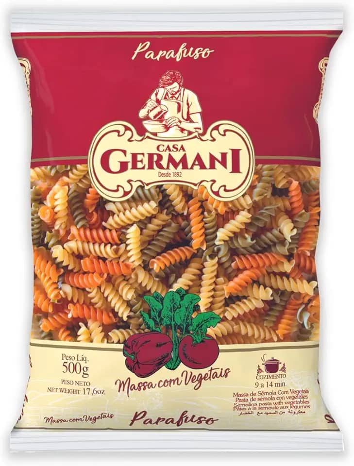 Germani Alimentos Macarrão Parafuso Com Vegetais Casa Germani 500G Massa Parafuso De Sêmola Com Vegetais Pasta Fusilli Tre Verdure Vermelho Delícia Saborosa E Colorida Receita Caseira Desde 1892