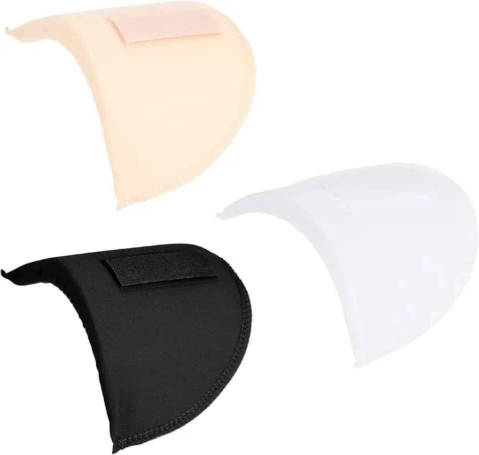 3 pares de ombreiras para roupas femininas, ombreiras embutidas com design antiderrapante, almofada de esponja macia reutilizável para blazer, ternos, jaquetas (preto, pele e branco)