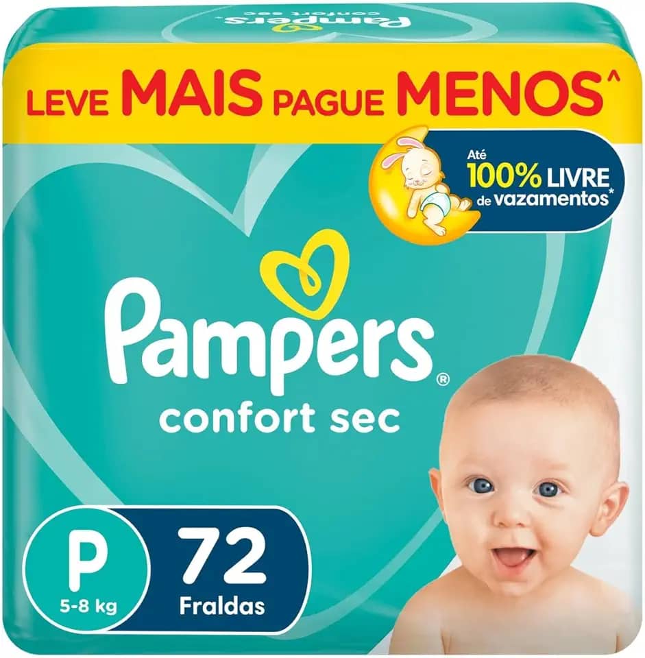 Fralda Pampers Confort Sec Tamanho P 72 Unidades