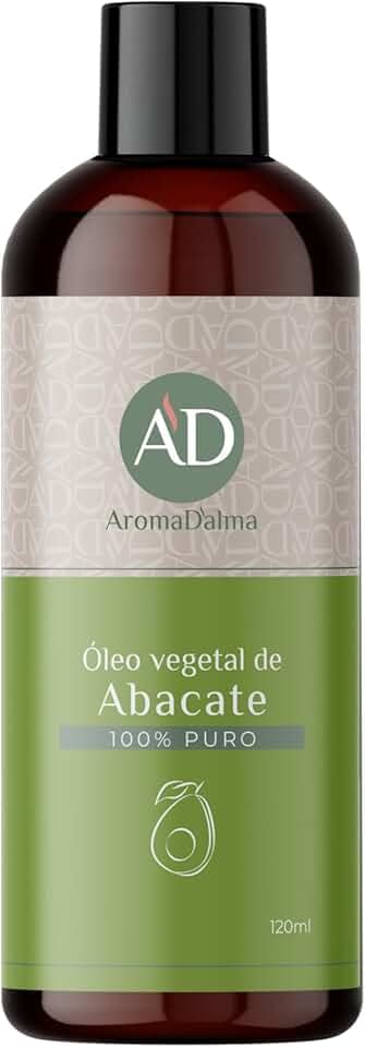 Óleo Vegetal De Abacate - Prensado a Frio, 100% Puro e Vegano | Alto Poder De Hidratação Para Corpo e Cabelo 120 ml - Aroma D’alma
