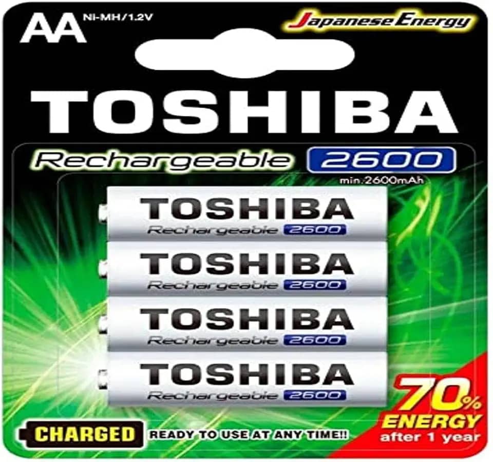 Pilha Recarregável AA 1,2V 2600mAh TNH6GAE TOSHIBA (Cartela com 4 unid.)