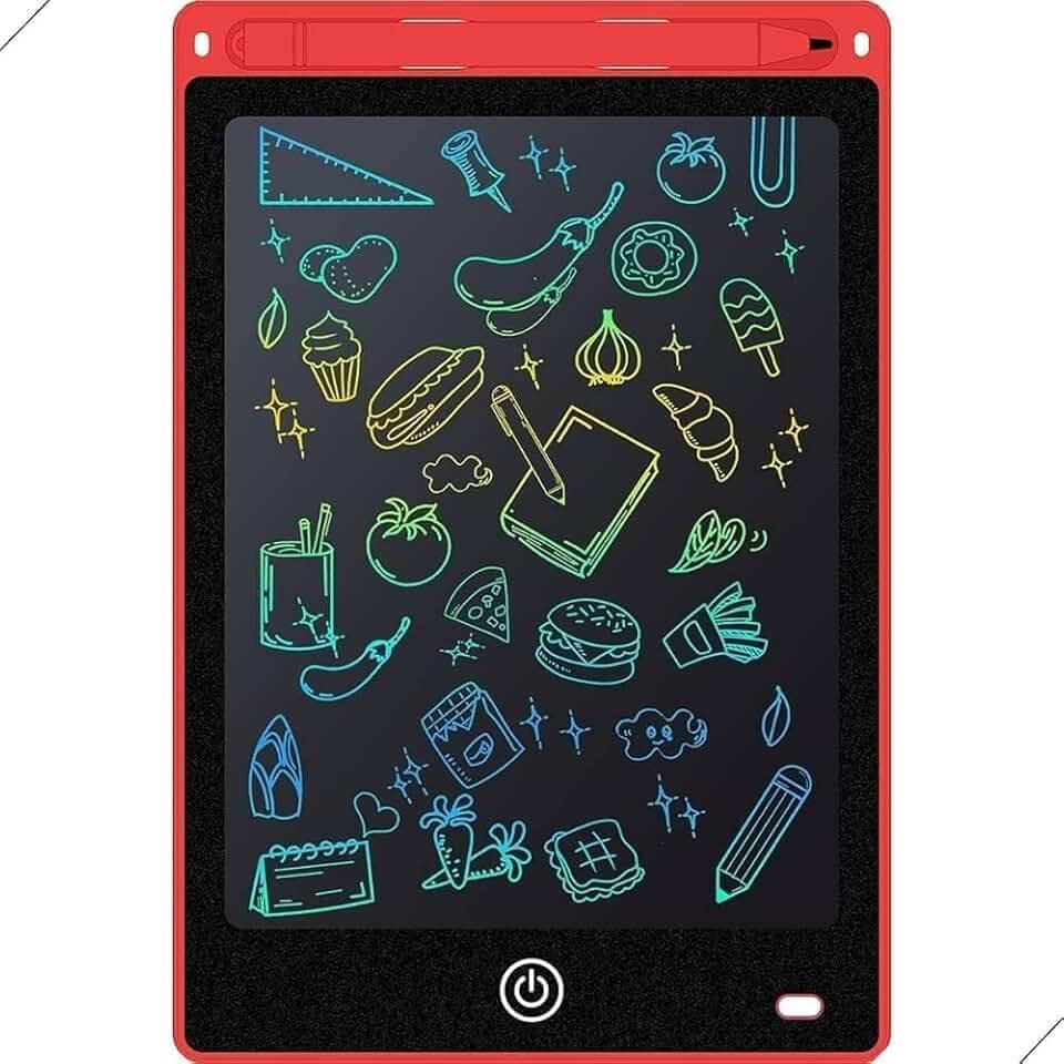 Tablet Infantil LCD Lousa Mágica Escrita Colorida Para Desenho e Estudo Educativo 12 Polegadas (Vermelho)