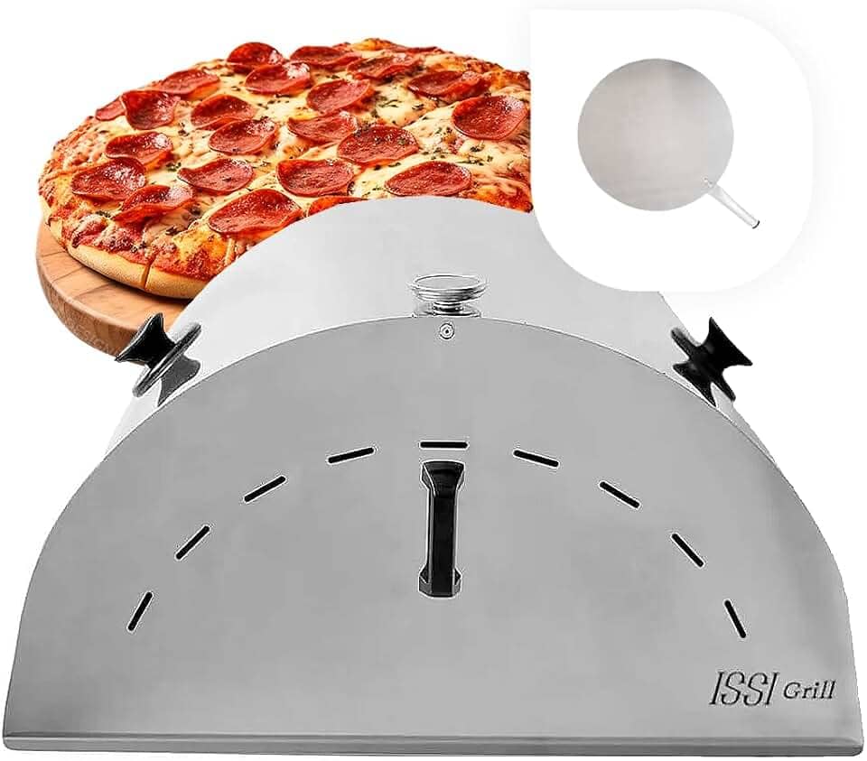 Forno de Pizza Costela Médio em Inox para Churrasqueira com Refratário e Pá de Pizza Issi Grill