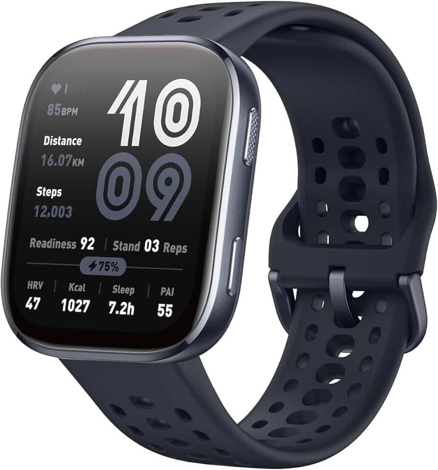 Amazfit Bip 6 smartwatch 46 mm, bateria de 14 dias, tela AMOLED de 1,97 polegadas, GPS e mapas gratuitos, mais de 140 modos de exercício, 5 ATM resistente à água (Bip 6 Black)