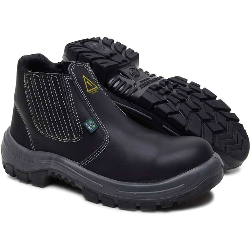 Bota Botina Segurança Couro Proteção Eletricista Leve Ca Epi