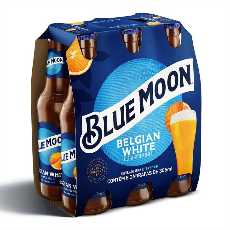 Blue Moon Cerveja Belgian White Ale, Pack 6 Unidades Long Neck 355ml
