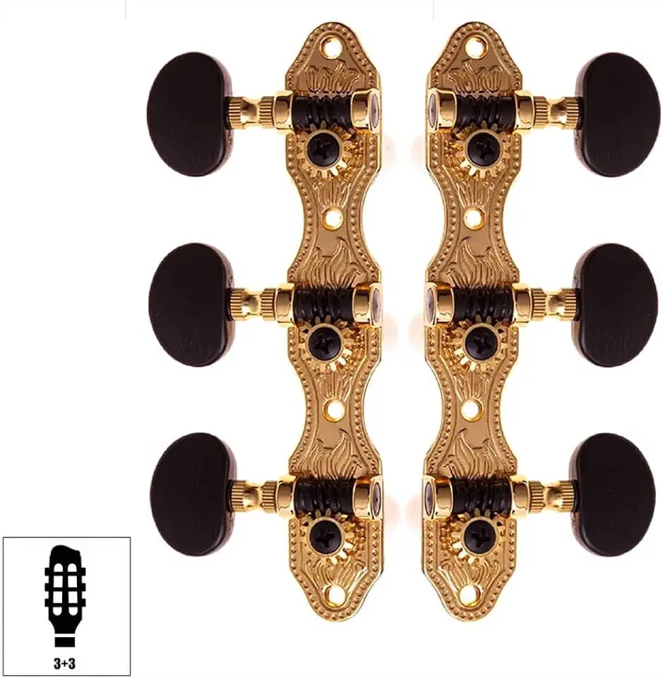 Jogo Tarraxas Pino Grosso Para Violão Nylon Dourada Rozini