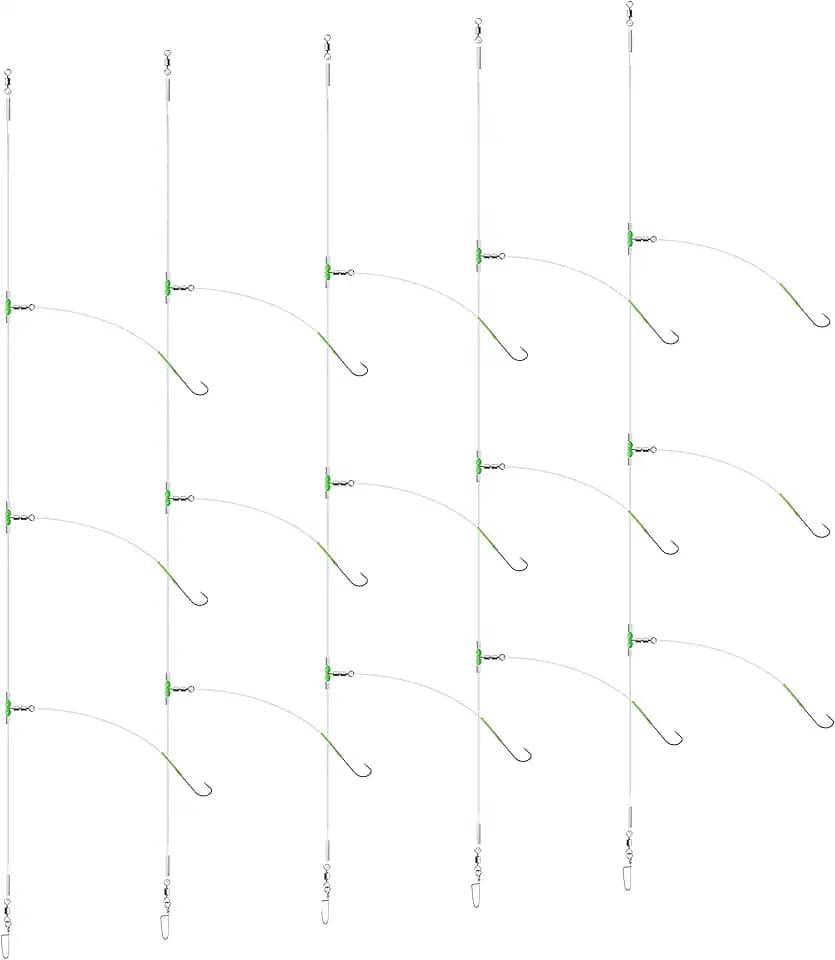 5 peças de pesca marítima, plataformas de melindrosa pré-amarradas, anzol de pesca marítima tamanhos 1, 2/0 para fundição de praia, linguado de pesca costeira, badejo, robalo, solha