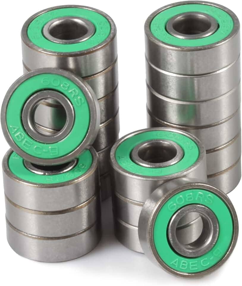 20 peças de rolamentos de esferas de skate 608 2RS rolamentos em miniatura de vedação dupla de borracha de aço carbono rolamentos de ranhura profunda para skate Longboard Roller Skate Fidget Spinner