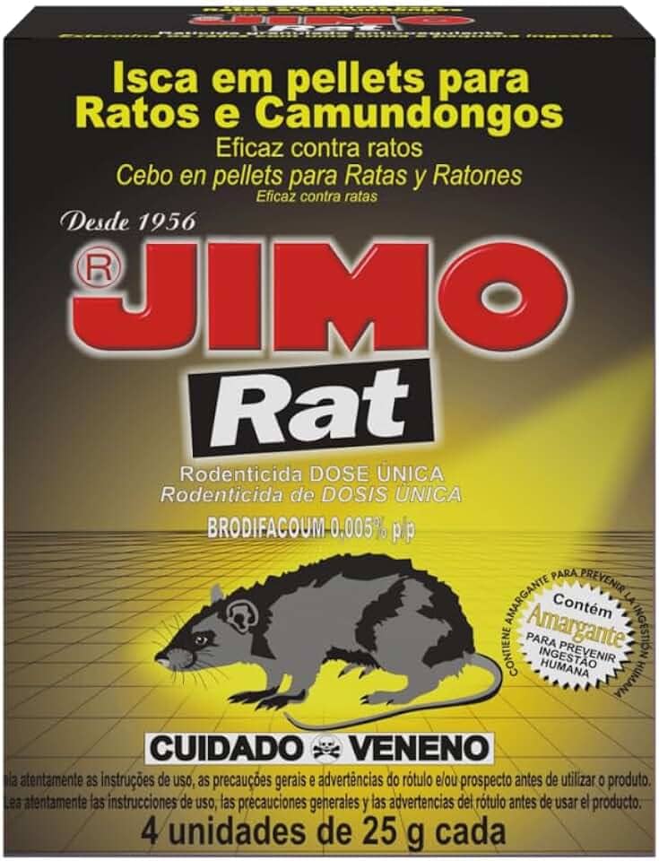 Raticida Rat Estojo Mata Ratos 4x25g Eficaz Contra Ratos Camundongos Anticoagulante Amargante