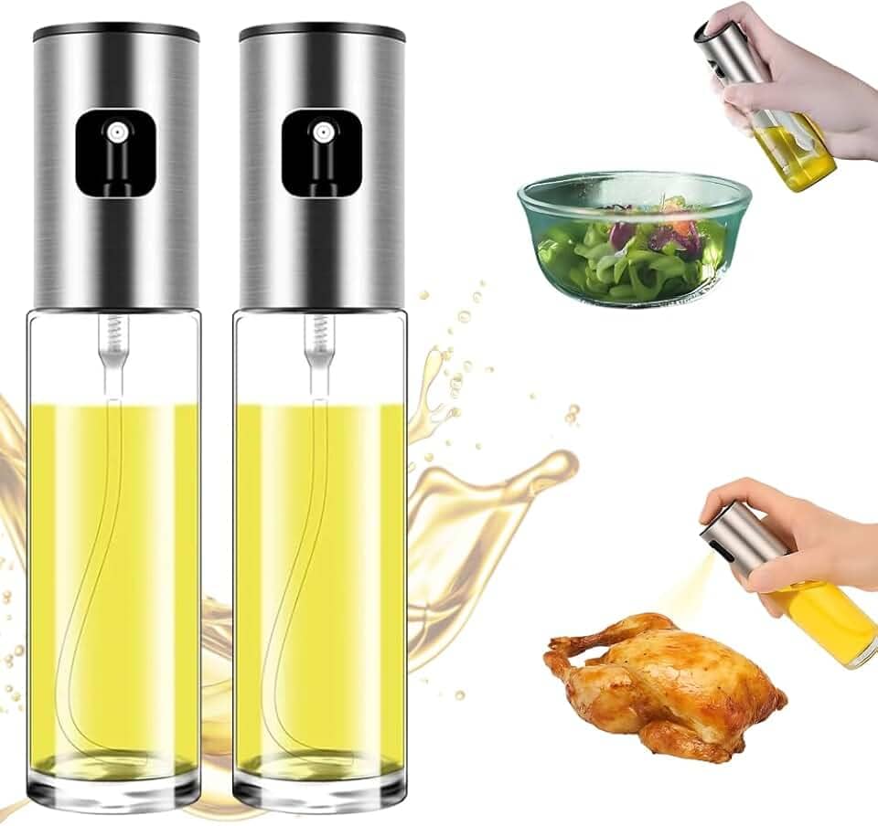 Kit 2 Spray Azeite Vinagre Óleo Borrifador Pulverizador Galheteiro Frasco Culinário Design Elegante Prático Econômico Saudável Versátil Multiuso 100 ml Premium