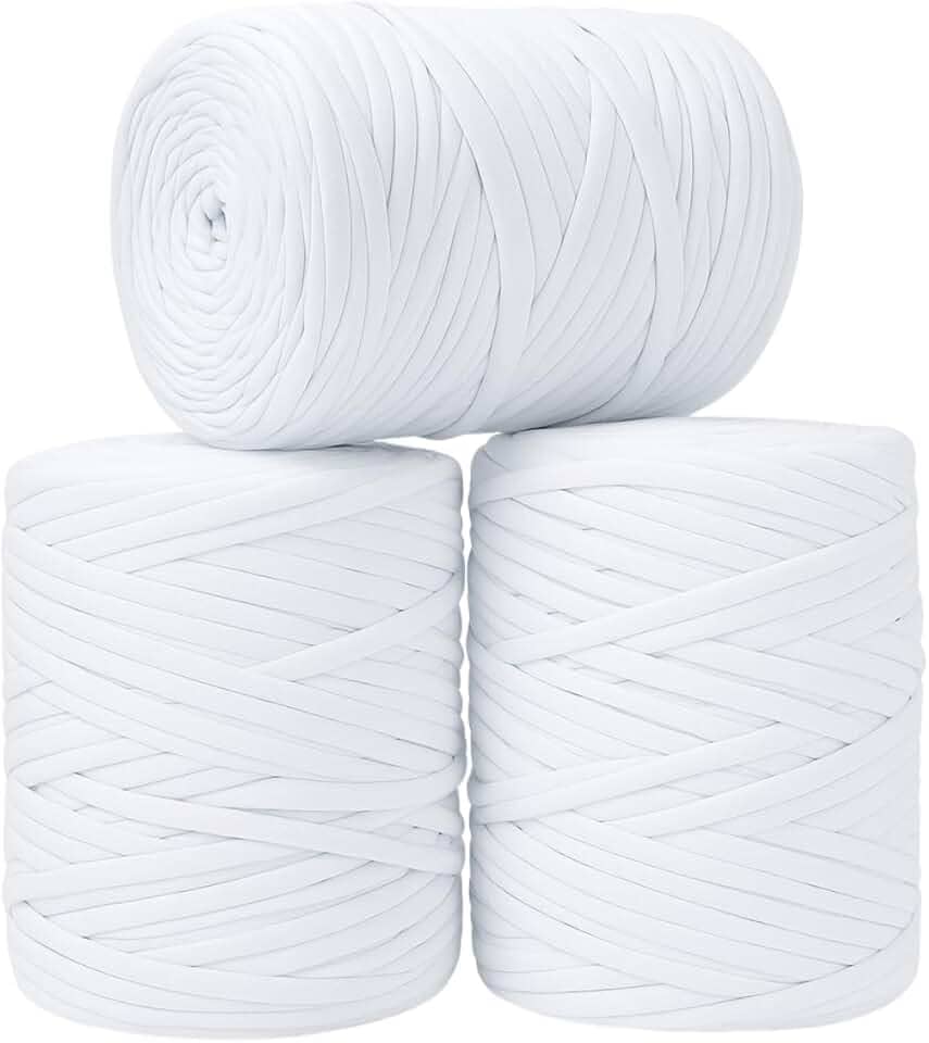 SYMEON Fio de Malha 1kg Ecologico Residual 140m Artesanato Crochê (Tons de branco)