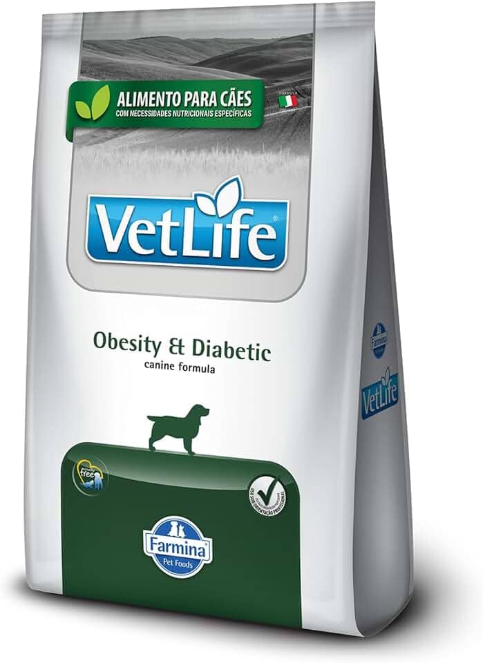 Vet Life - Ração Farmina Natural Obesity & Diabetic para Cães Adultos Obesos ou Diabéticos - 10,1kg