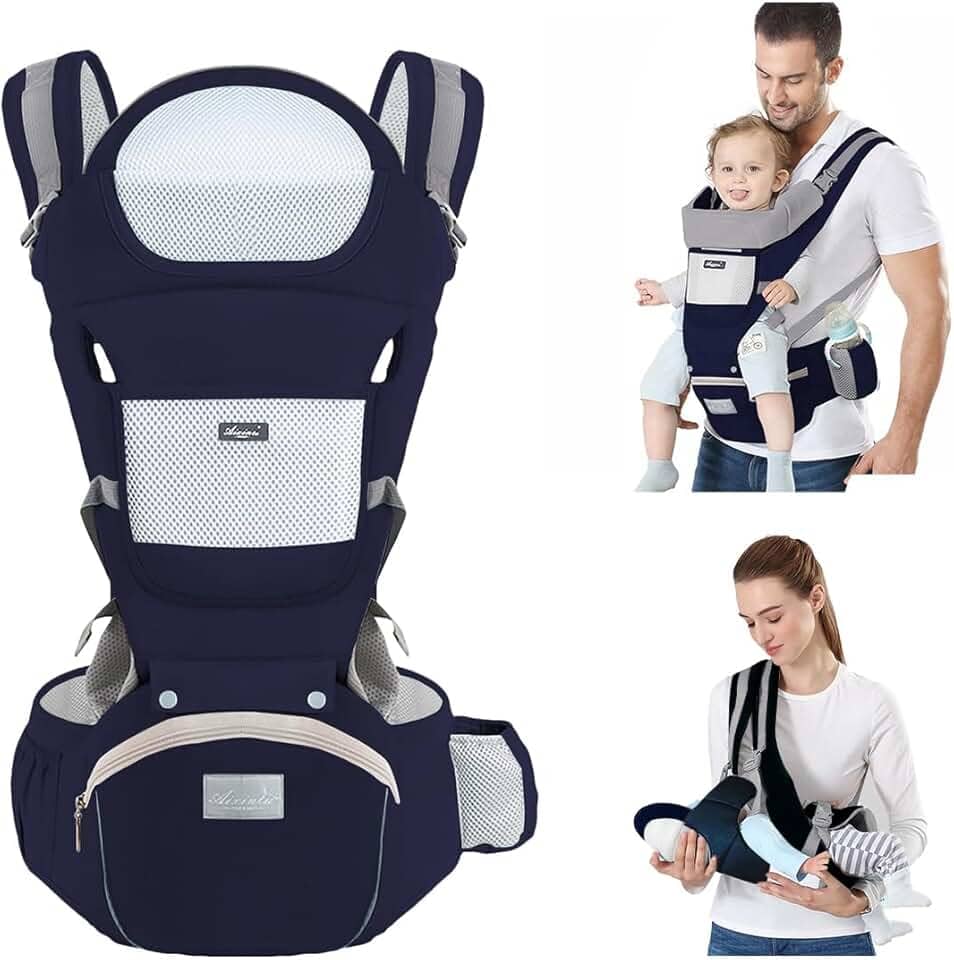 Canguru Para Bebe,Alça De Transporte Multifuncional 6 e 1,Canguru Ergonomico Para Bebe,Adequado Para 0-36 Meses (azul escuro)