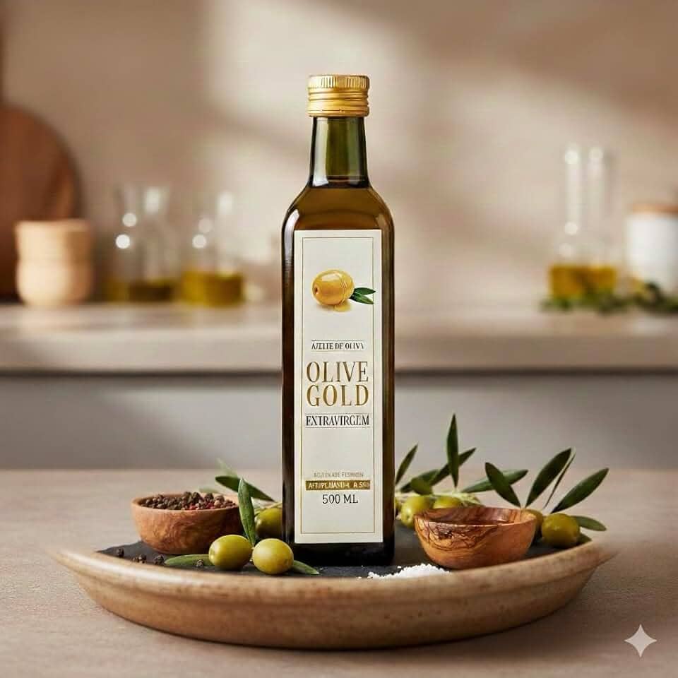 Olive Gold Azeite Português de Oliva Extra Virgem Premium, Garrafa de Vidro, 500ml