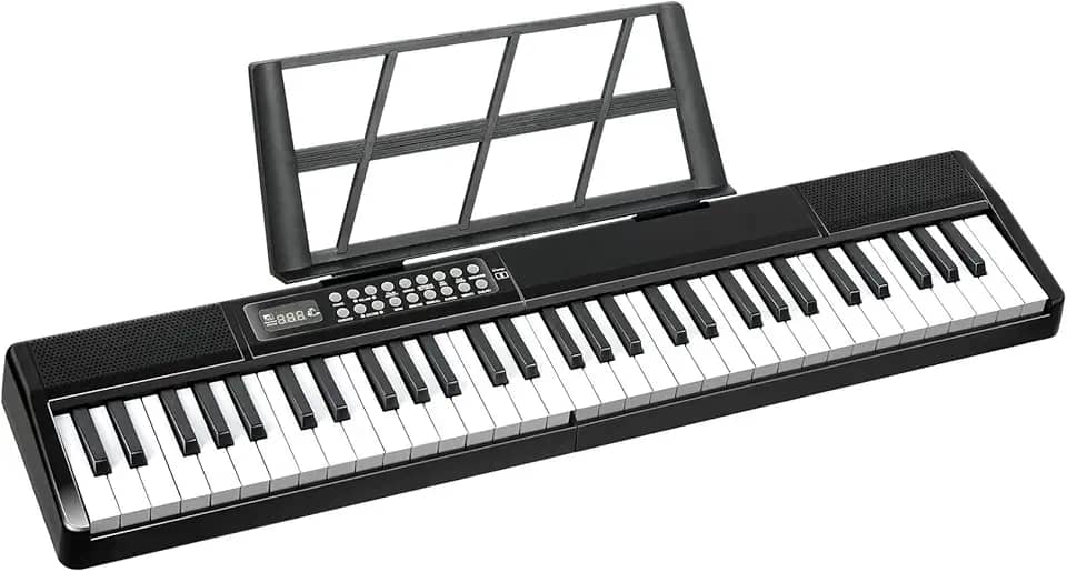 61 teclas teclado piano dois modos de energia para crianças iniciantes com modo de ensino, MIDI/Bluetooth, 200 tons/ritmos, 80 demonstrações, preenchimento, velocidade, sustentação, vibrato